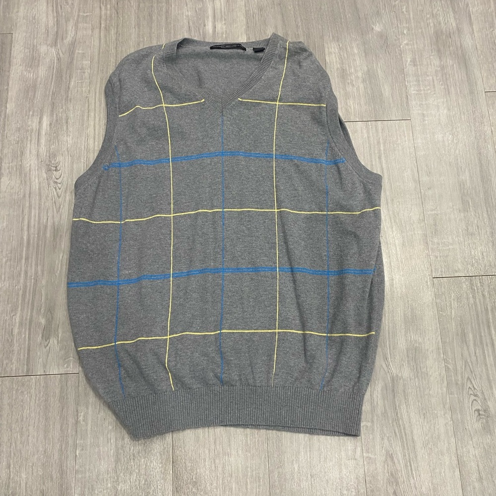 Carnoustie Cardigan Golf Sweater Mens Size XL Gray Plaid